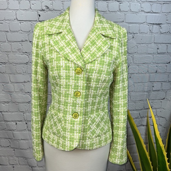Bigio Jackets & Blazers - Bigio Acid Green Boucle Jacket, Size S